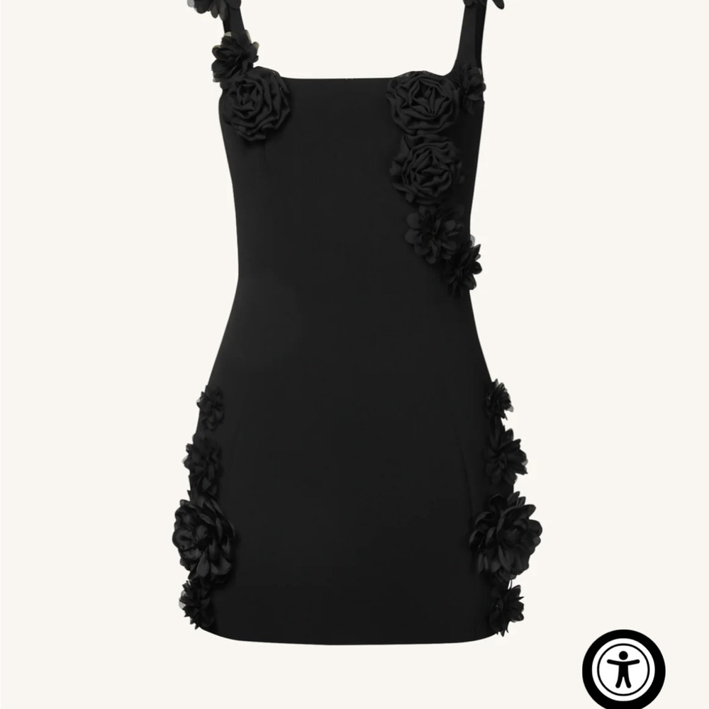 JW PEI Black Mini Dress with Floral Accents